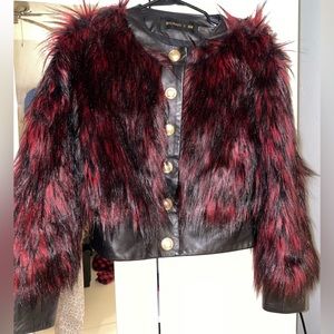 Balmain X H&M faux fur jacket size 4, it can fit a size 6
